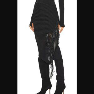 JONATHAN SIMKHAI Jensie midi skirt in olive green and black